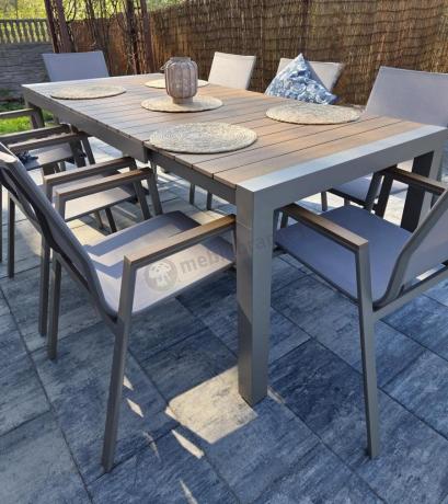 Aluminiowy zestaw stół i krzesła dla 8 osób Tanami Marla Taupe