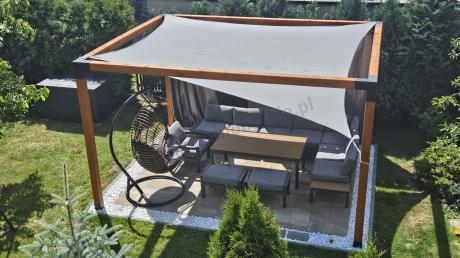 Aluminiowy zestaw z narożnikiem, wysokim stołem, fotelem i pufami - Calamba Corner XXL - Grey