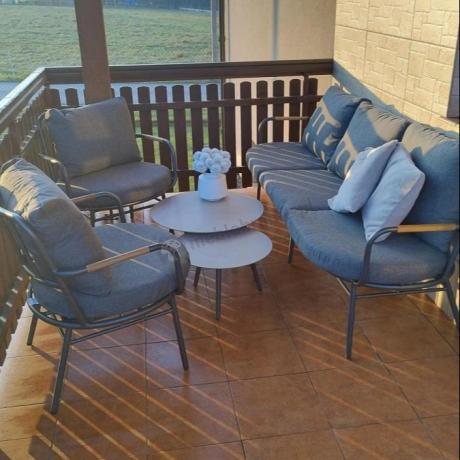 Antracytowy zestaw ogrodowy aluminiowy Arne z sofą, fotelami i stolikami