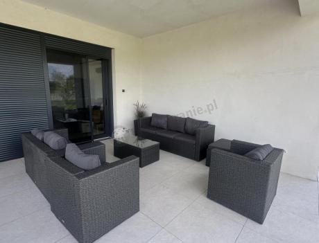 Antracytowy zestaw ogrodowy z technorattanu dla 8 osób