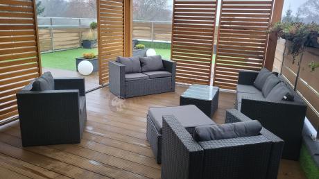 Antracytowy zestaw ogrodowy z technorattanu dla 8 osób