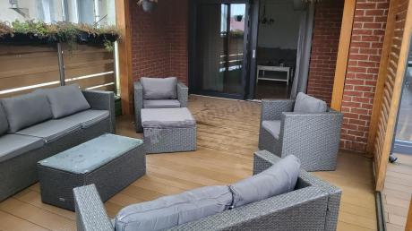 Antracytowy zestaw ogrodowy z technorattanu dla 8 osób