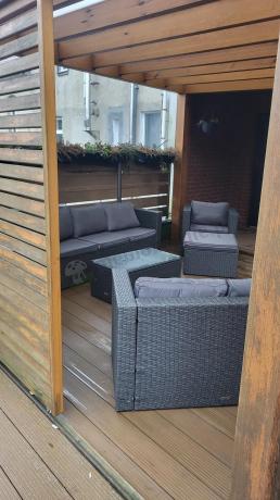 Antracytowy zestaw ogrodowy z technorattanu dla 8 osób