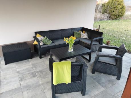 Arica Rattan Table stolik ogrodowy ze skrzynią grafitowy