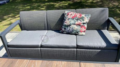Ażurowy komplet ogrodowy Scali Grande grafit dla 8 osób stół obiadowy 156cm w kolorze orzecha