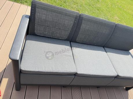 Ażurowy komplet ogrodowy Scali Grande grafit dla 8 osób stół obiadowy 156cm w kolorze orzecha