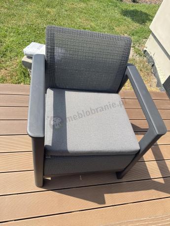 Ażurowy komplet ogrodowy Scali Grande grafit dla 8 osób stół obiadowy 156cm w kolorze orzecha