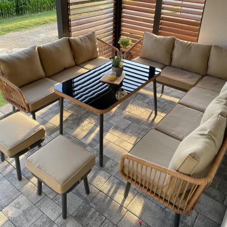 Beżowy narożnik na taras 185x240cm Postigo Corner XL Nature