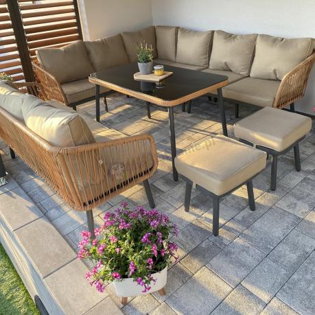 Beżowy narożnik na taras 185x240cm Postigo Corner XL Nature