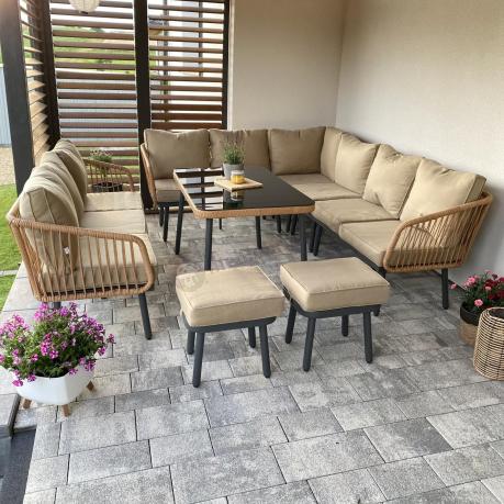 Beżowy narożnik na taras 185x240cm Postigo Corner XL Nature