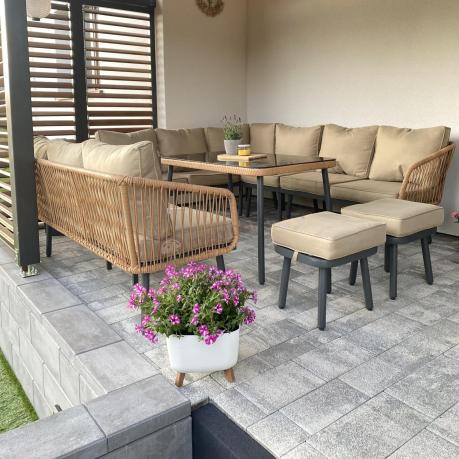 Beżowy narożnik na taras 185x240cm Postigo Corner XL Nature