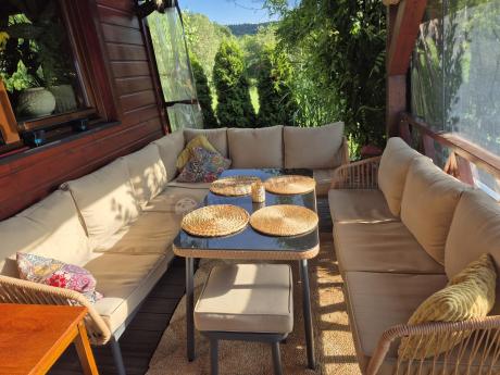 Beżowy narożnik na taras 185x240cm Postigo Corner XL Nature