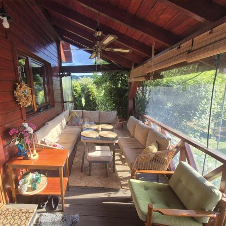 Beżowy narożnik na taras 185x240cm Postigo Corner XL Nature