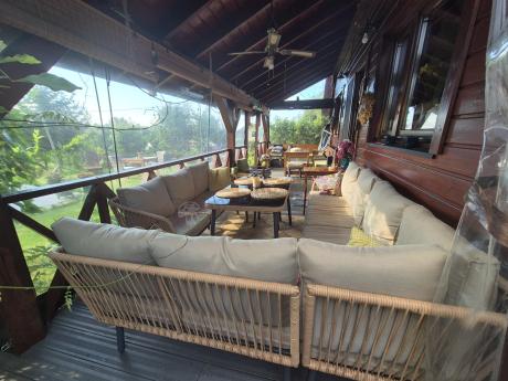 Beżowy narożnik na taras 185x240cm Postigo Corner XL Nature