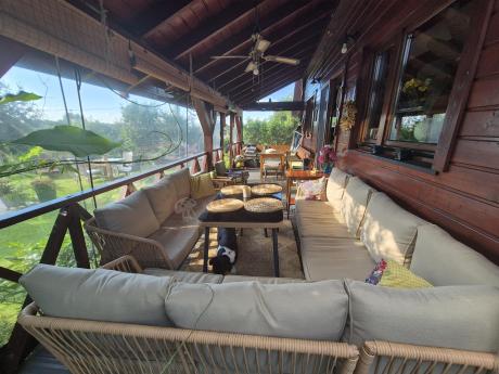 Beżowy narożnik na taras 185x240cm Postigo Corner XL Nature