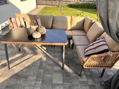 Beżowy narożnik na taras 185x240cm Postigo Corner XL Nature