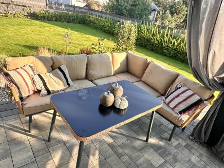 Beżowy narożnik na taras 185x240cm Postigo Corner XL Nature