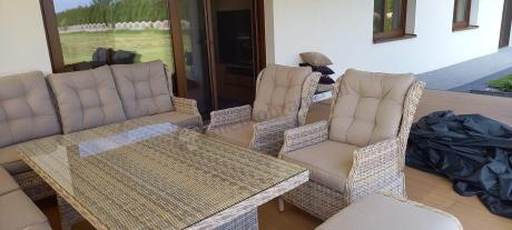 Beżowy narożnik ogrodowy z regulowanymi fotelami - Laritto Corner XL - Beige