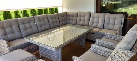 Beżowy narożnik ogrodowy z regulowanymi fotelami - Laritto Corner XL - Beige