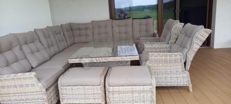 Beżowy narożnik ogrodowy z regulowanymi fotelami - Laritto Corner XL - Beige