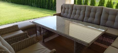 Beżowy narożnik ogrodowy z regulowanymi fotelami - Laritto Corner XL - Beige