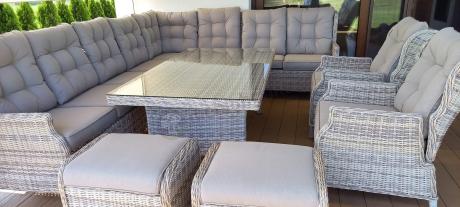 Beżowy narożnik ogrodowy z regulowanymi fotelami - Laritto Corner XL - Beige