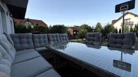 Beżowy narożnik ogrodowy z regulowanymi fotelami - Laritto Corner XL - Beige