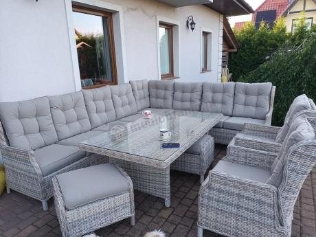 Beżowy narożnik ogrodowy z regulowanymi fotelami - Laritto Corner XL - Beige