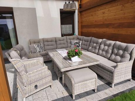 Beżowy narożnik ogrodowy z regulowanymi fotelami - Laritto Corner XL - Beige