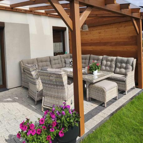 Beżowy narożnik ogrodowy z regulowanymi fotelami - Laritto Corner XL - Beige