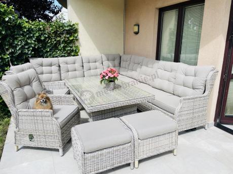 Beżowy narożnik ogrodowy z regulowanymi fotelami - Laritto Corner XL - Beige