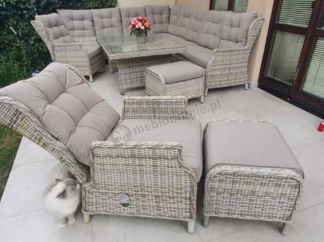 Beżowy narożnik ogrodowy z regulowanymi fotelami - Laritto Corner XL - Beige