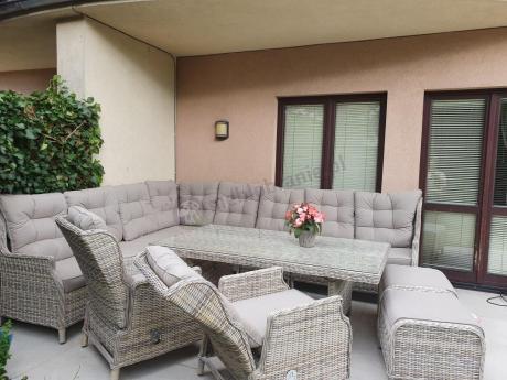 Beżowy narożnik ogrodowy z regulowanymi fotelami - Laritto Corner XL - Beige