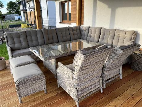 Beżowy narożnik ogrodowy z regulowanymi fotelami - Laritto Corner XL - Beige