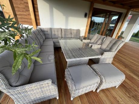 Beżowy narożnik ogrodowy z regulowanymi fotelami - Laritto Corner XL - Beige