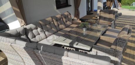 Beżowy narożnik ogrodowy z regulowanymi fotelami - Laritto Corner XL - Beige