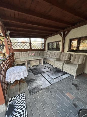 Beżowy narożnik ogrodowy z regulowanymi fotelami - Laritto Corner XL - Beige