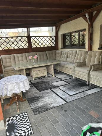 Beżowy narożnik ogrodowy z regulowanymi fotelami - Laritto Corner XL - Beige