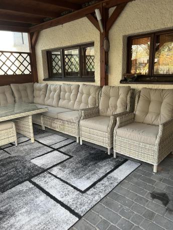 Beżowy narożnik ogrodowy z regulowanymi fotelami - Laritto Corner XL - Beige