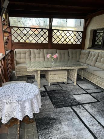 Beżowy narożnik ogrodowy z regulowanymi fotelami - Laritto Corner XL - Beige