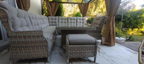 Beżowy narożnik ogrodowy z regulowanymi fotelami - Laritto Corner XL - Beige