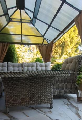 Beżowy narożnik ogrodowy z regulowanymi fotelami - Laritto Corner XL - Beige