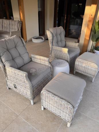 Beżowy narożnik ogrodowy z regulowanymi fotelami - Laritto Corner XL - Beige