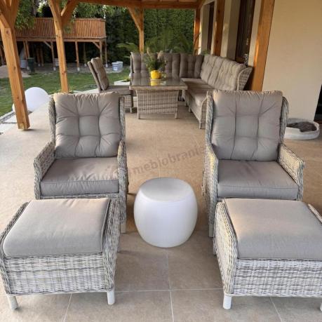 Beżowy narożnik ogrodowy z regulowanymi fotelami - Laritto Corner XL - Beige