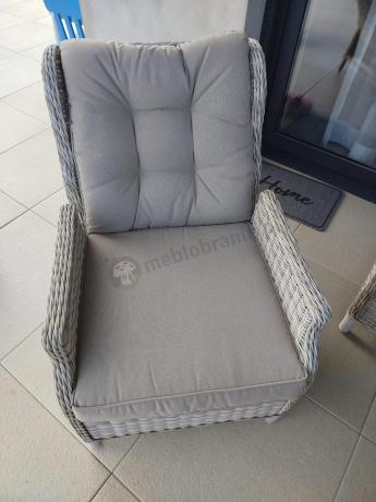 Beżowy narożnik ogrodowy z wysokim stołem i fotelem - Laritto Corner