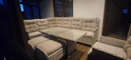 Beżowy narożnik ogrodowy z wysokim stołem i fotelem - Laritto Corner