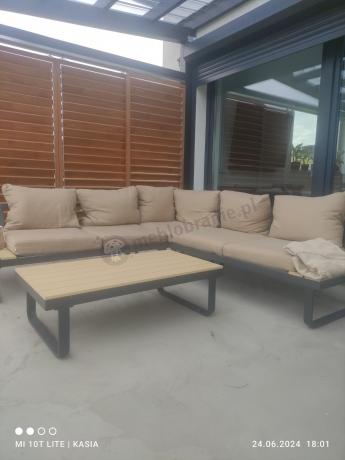 Beżowy narożnik wypoczynkowy na taras 220x220cm Panaon - WB