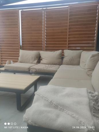 Beżowy narożnik wypoczynkowy na taras 220x220cm Panaon - WB