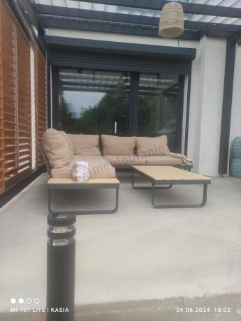 Beżowy narożnik wypoczynkowy na taras 220x220cm Panaon - WB