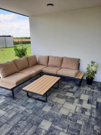 Beżowy narożnik wypoczynkowy na taras 220x220cm Panaon - WB